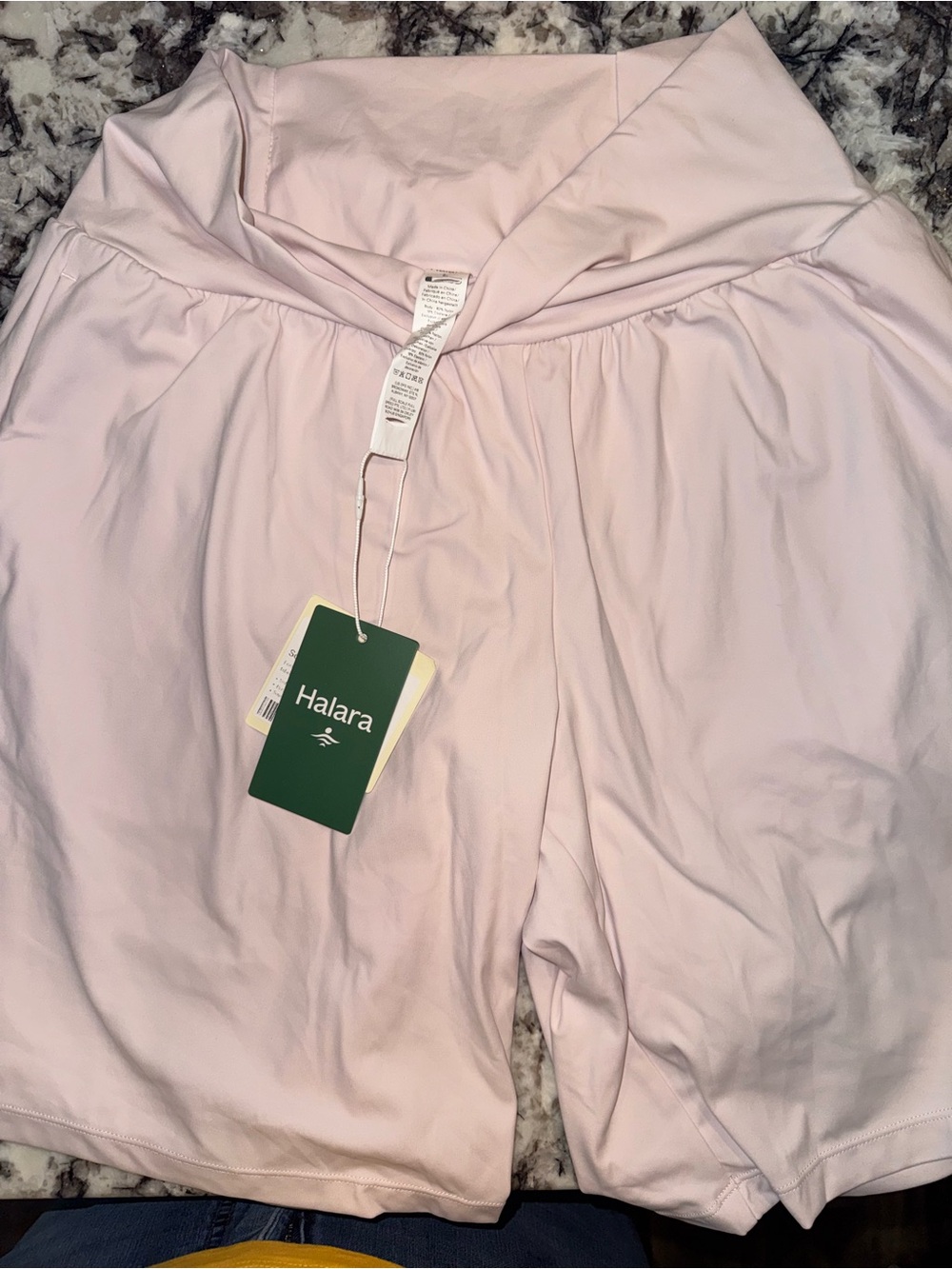 Halara Light Pink Women’s High-Waist DOUBLE LAYER LONG Shorts with pockets